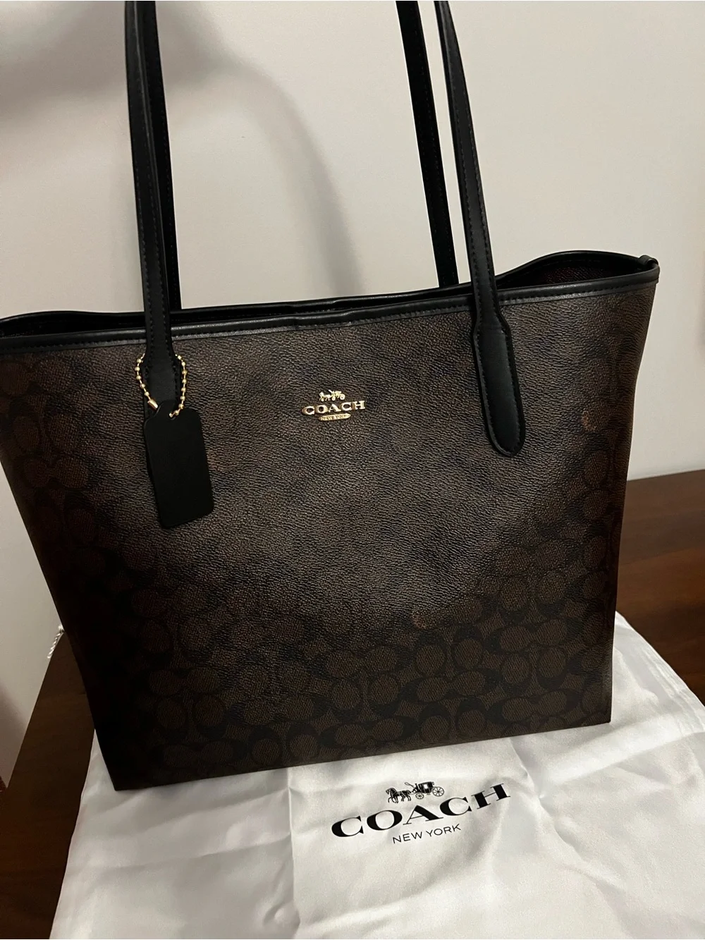 AUTHENTIC Coach Bundle in Signature Walnut/Black (City Tote, Nolita, Pouch)